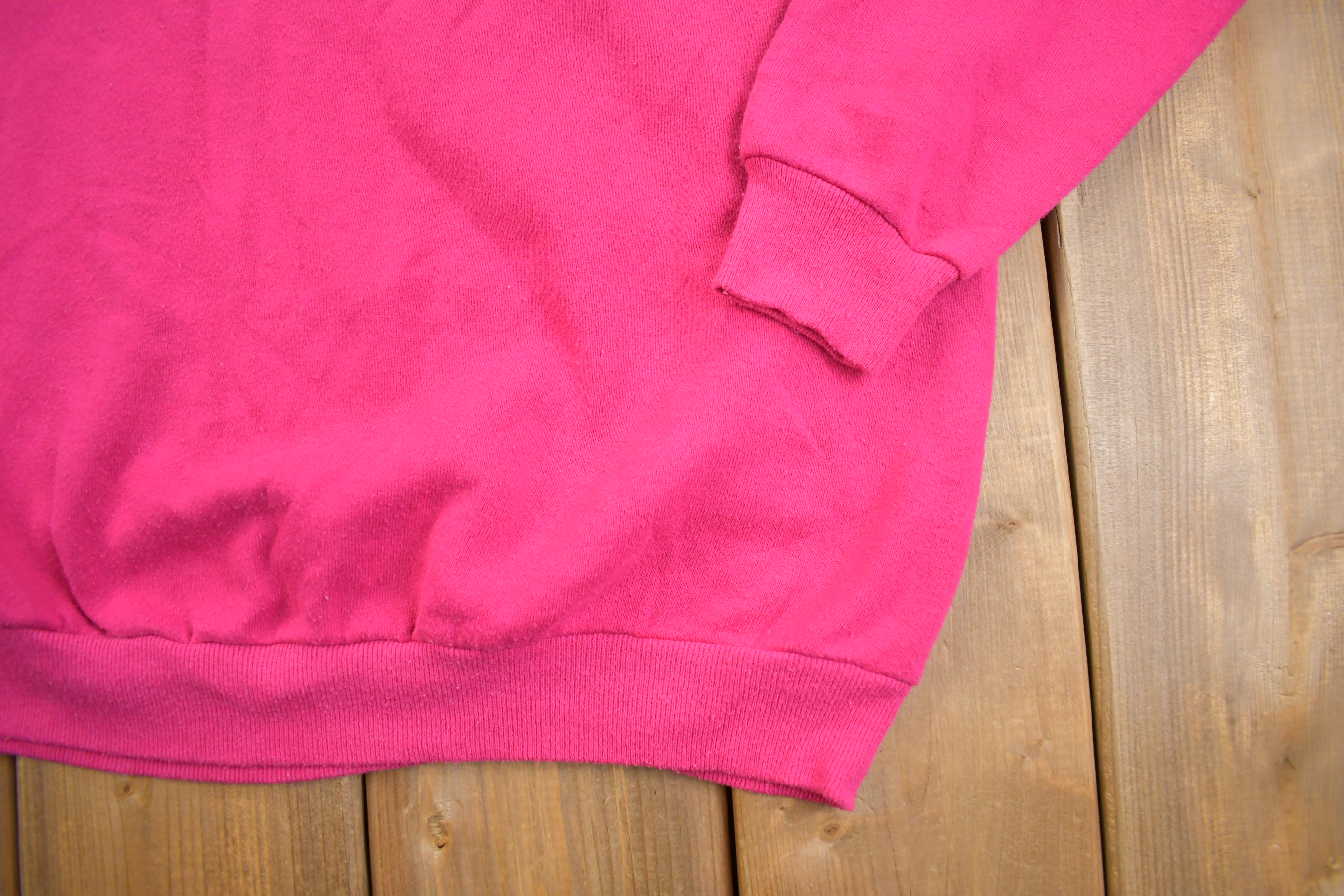 Vintage 1990s Jerzees Pink Blank Crewneck Sweatshirt Made In USA - Large