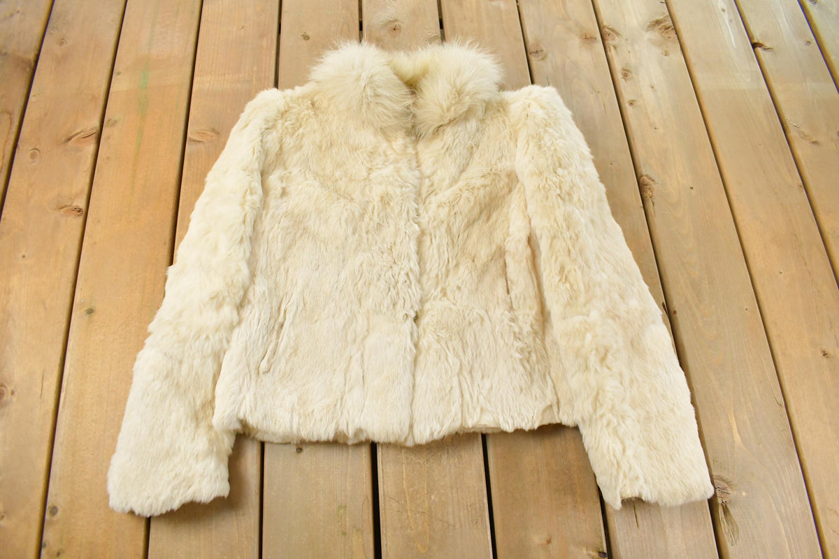 Vintage 1980s Berman's Rabbit Fur Coat Women's Small