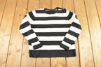 Vintage 1990s Jane Pierre French Striped Knit Crewneck Shirt Womens L  90's Abstract Pattern 3D Knitted Sweatshirt