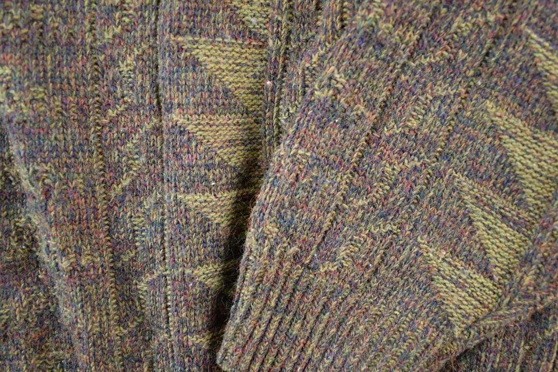 Vintage 1990s Atlantic Traders Knit Abstract Pattern Crewneck Sweater Mens XL /