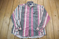 Vintage 1990s Graphic Button up Striped T-Shirt
