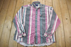 Vintage 1990s Graphic Button up Striped T-Shirt