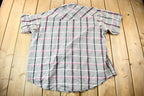 Vintage 1980s Ely Plains Western Cowboy Style Plaid Button Up Shirt