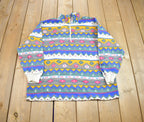Vintage 1990s Oakbrook Abstract Pattern Colourful Fleece Sweater