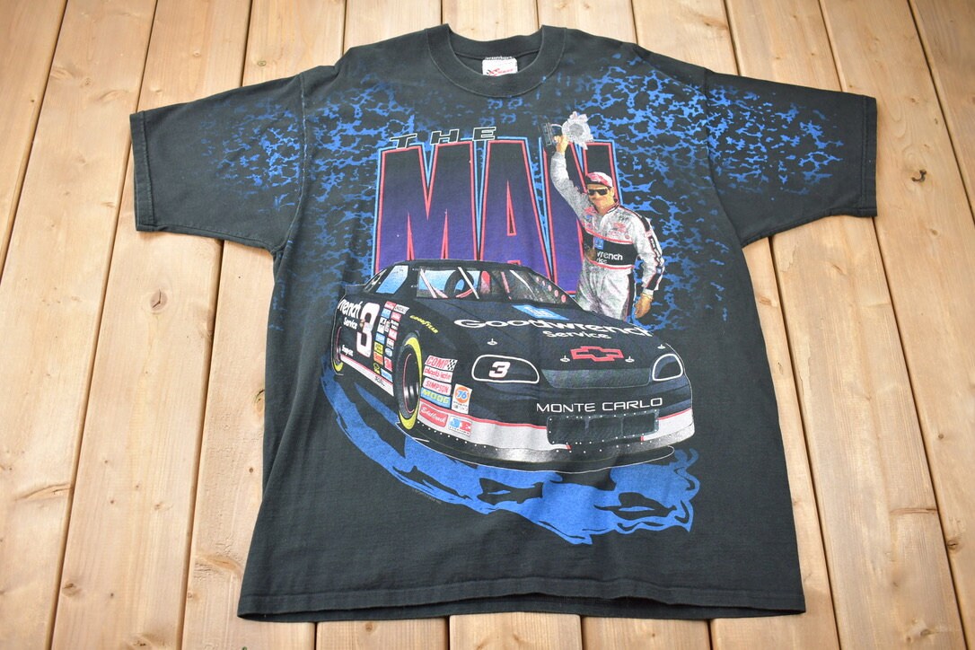 Vintage 1990s Dale Earnhardt The Man NASCAR All Over Print T-Shirt