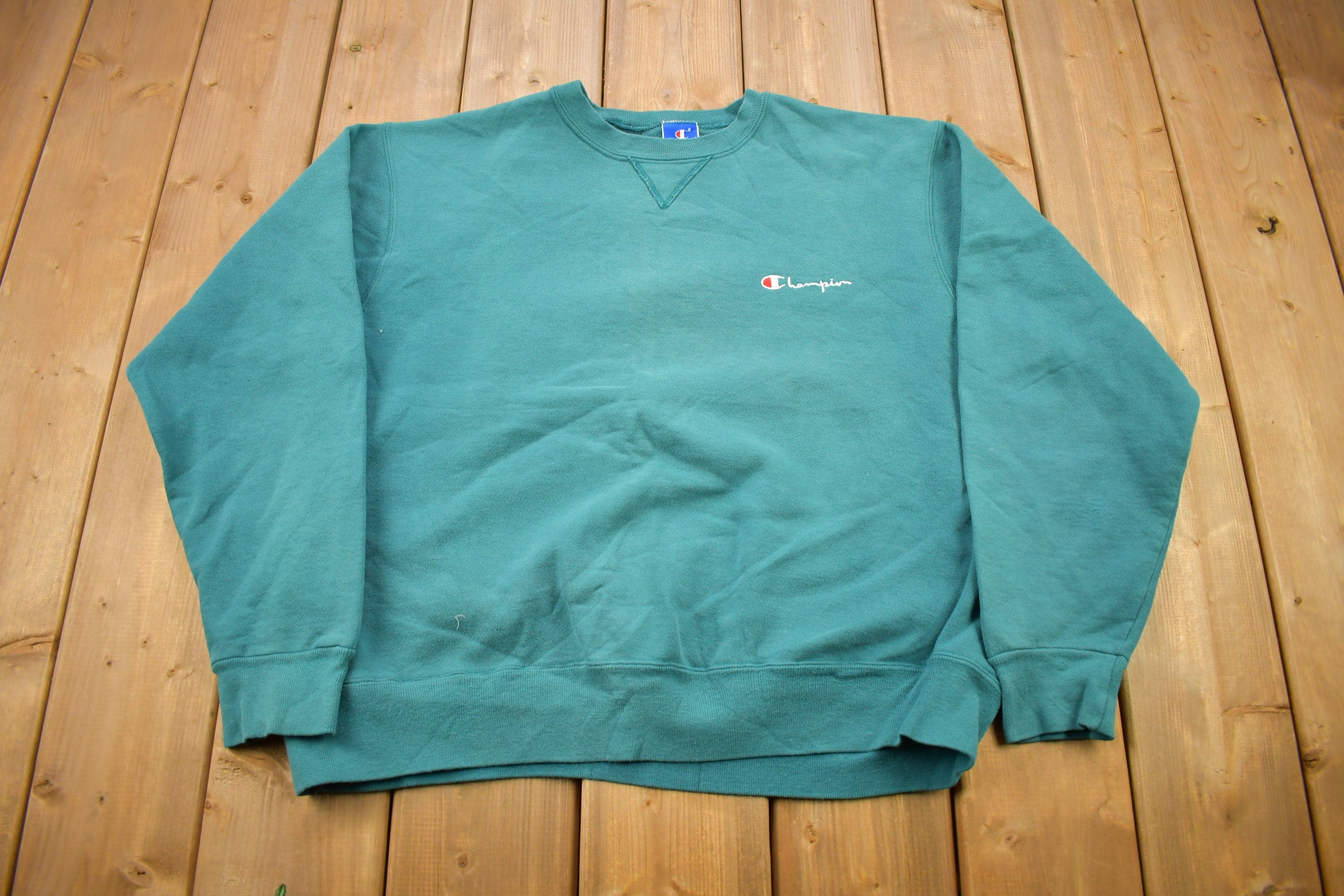 Vintage 1990s Champion Teal Crewneck Sweatshirt