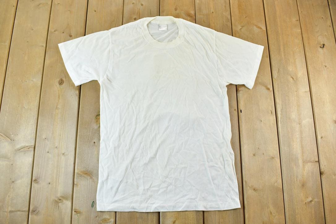 Vintage 1980s Stanfields Supreme Single Stitch Blank White T-Shirt Men's M