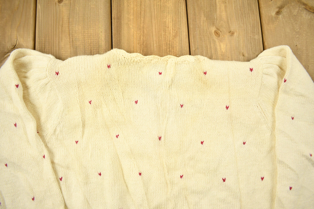 Vintage 1990s Floral Embroidered Cardigan Sweater