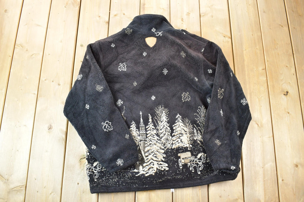 Vintage 1990s Nanuk Snowy Village Carriage Fleece Sweater