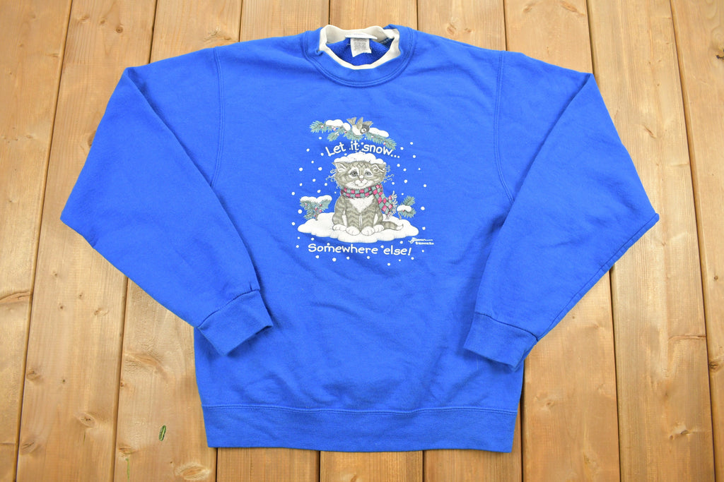 Vintage 1990s Cute Cat "Let It Snow" Crewneck