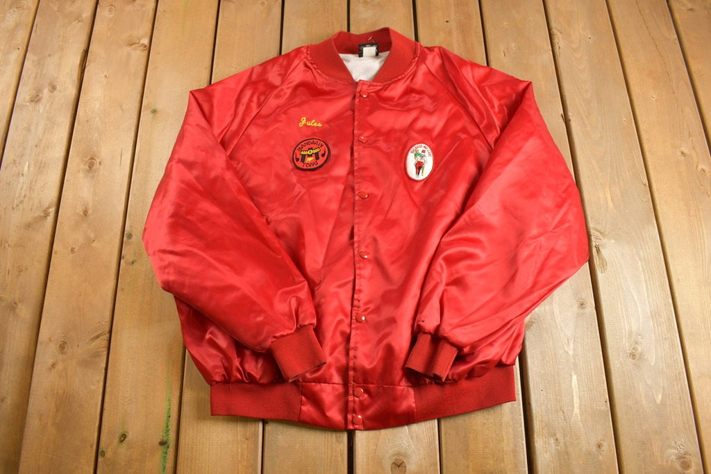Vintage 1990s The Shriners Embroidered America's Finest Satin Bomber Jacket  Snap Button  Streetwear  Souvenir Jacket  Made In USA