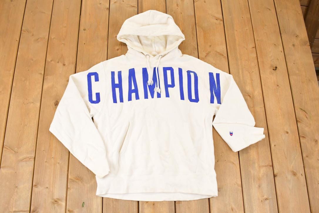 Vintage Y2K Champion Sleeve Text Reverse Weave Hoodie Sweatshirt Mens M