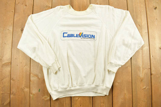 Vintage 1980s Cablevision Central Florida Logo Graphic Crewneck Sweater / 90s Crewneck / Vintage Logo / Pullover Sweatshirt