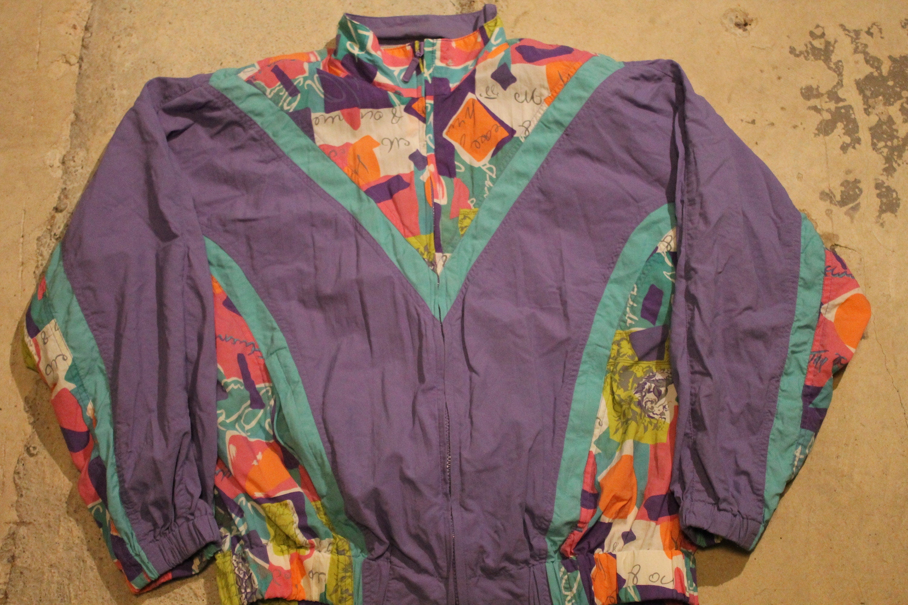 Vintage 1990s Color Block Floral Windbreaker