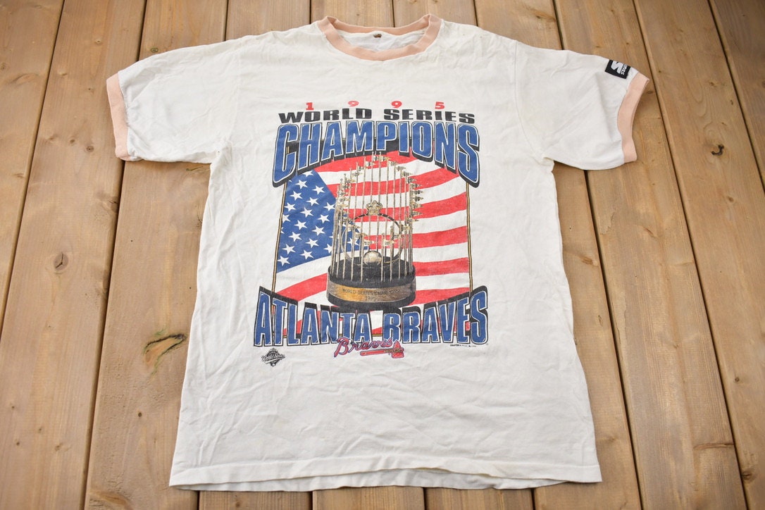 Vintage 1995 World Series Champions Atlanta Braves MLB Ringer T Shirt