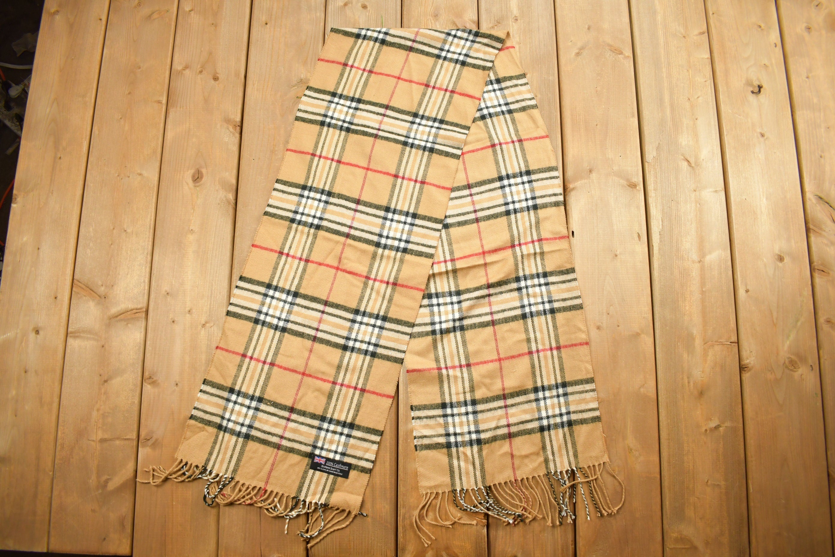 Vintage 1980s Scotland Scarf Co. Plaid Winter Scarf 100% Cashmere