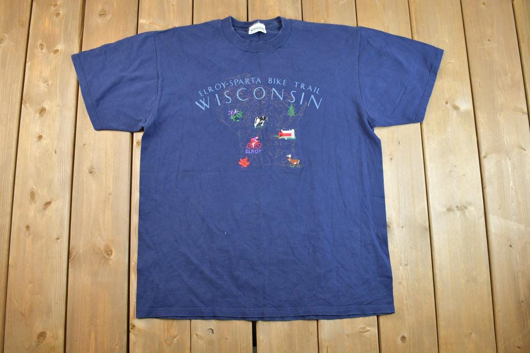 Vintage 1990s Wisconsin Bike Trail Souvenir T-Shirt
