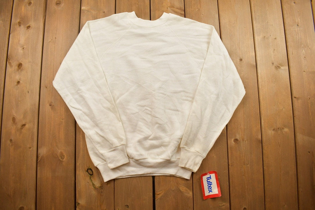 Vintage 1990s Tulltex White Crewneck Sweatshirt  90s Crewneck  Made In USA  Streetwear