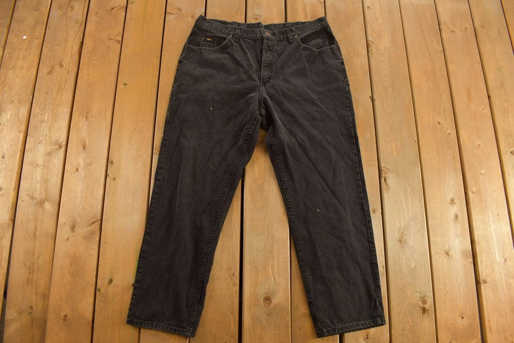 Vintage 1990s Lee Black Denim Straight Leg Jeans Size 36 x 29