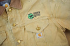 Vintage 1990s Distressed Carhartt Blanket Lined Button Down Jacket Made In USA  Embroidery  Distressed
