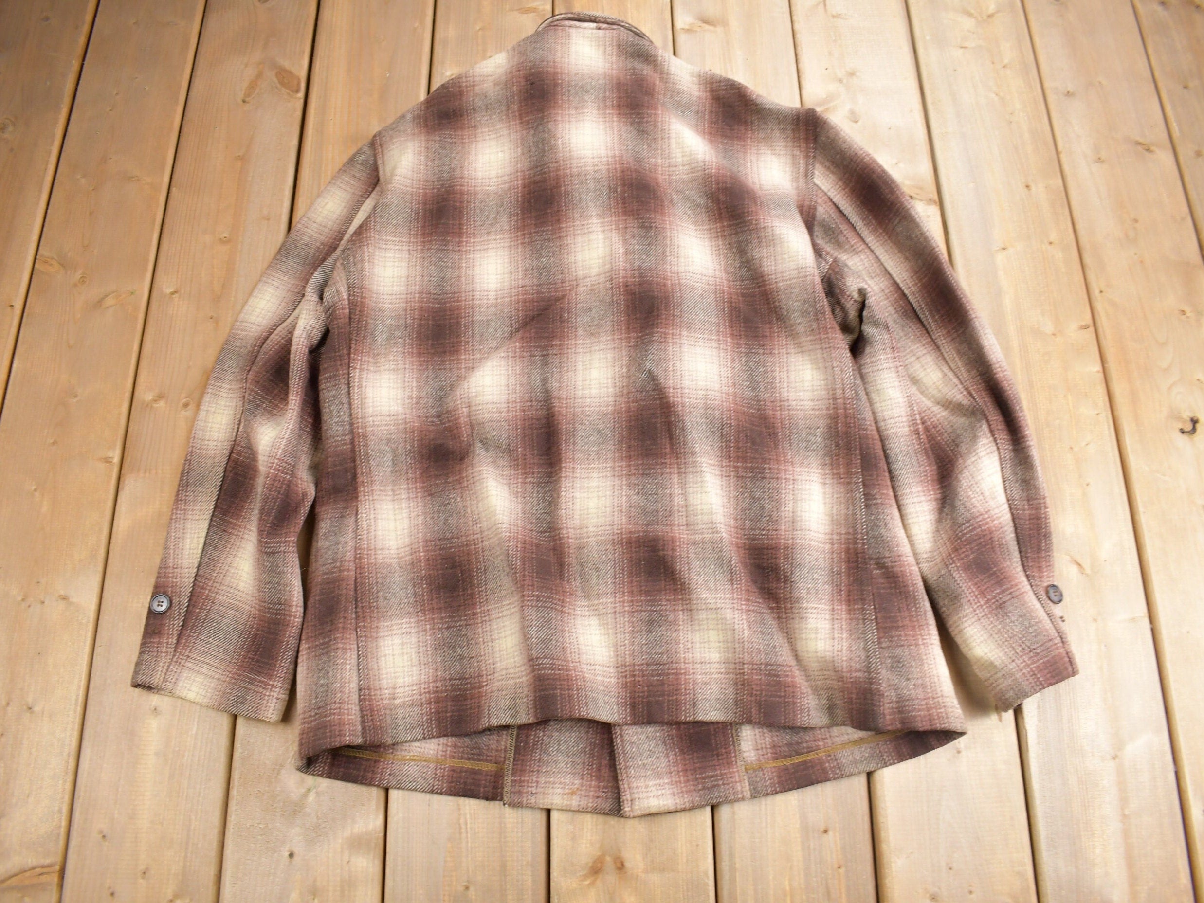 Vintage 1950s Merrill Woolens Shadow Plaid Wool Shacket