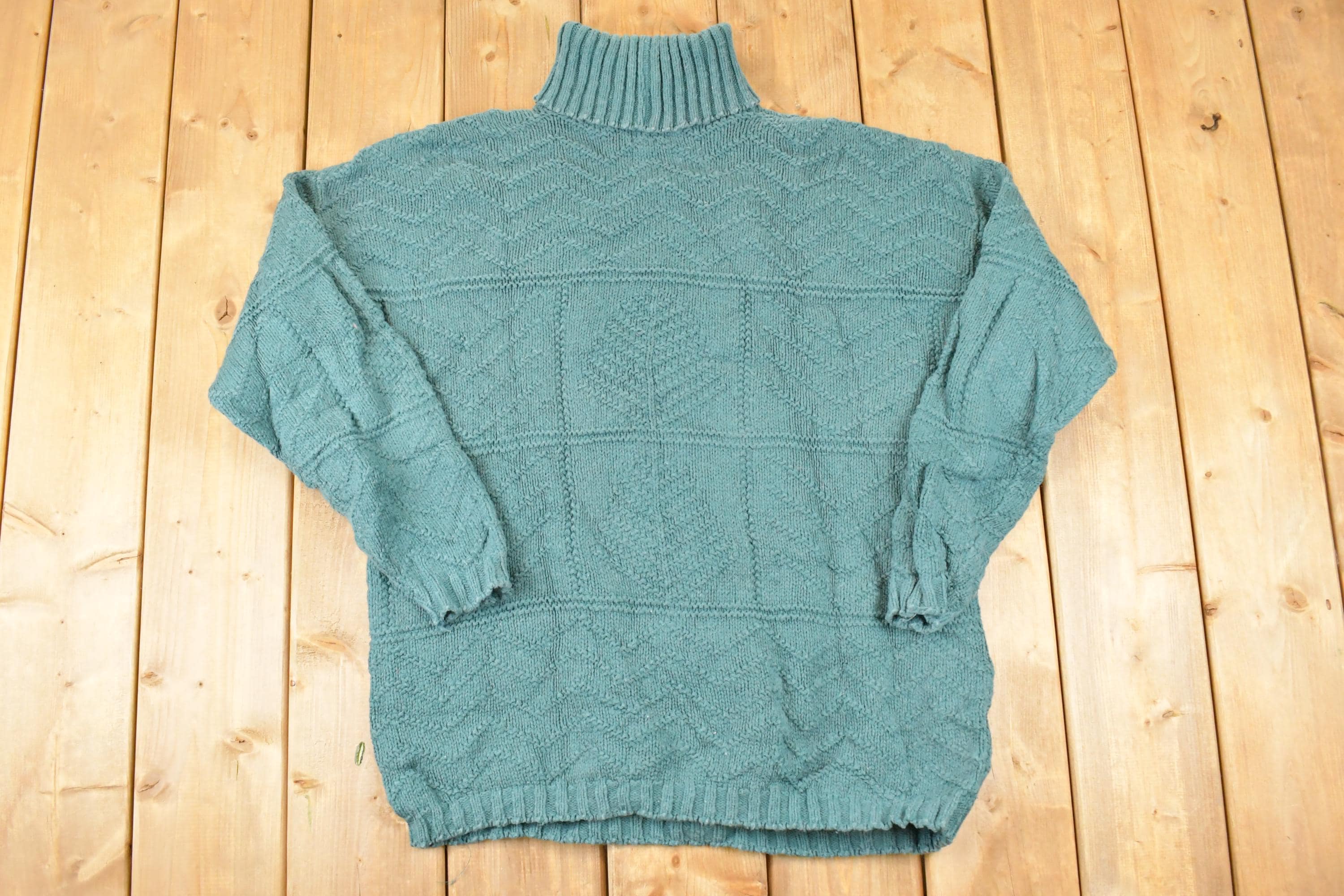Vintage 1990s Eddie Bauer Cable Knit Turtleneck Sweater Womens L