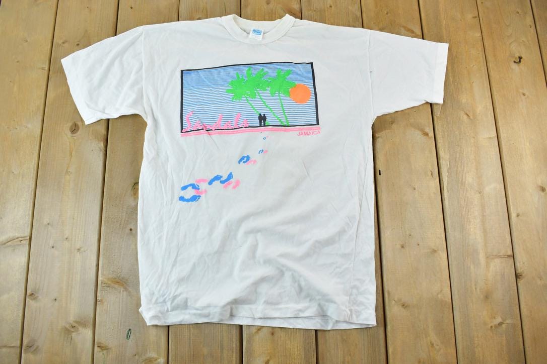 Vintage 1980s Jamaica Sun Island Single Stitch Graphic Print T-Shirt