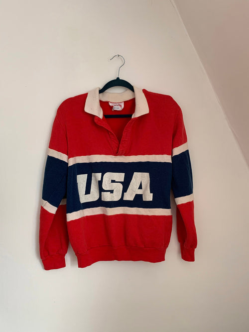 Vintage 1980s USA Henley / USA Sports / USA Sweatshirt / Made in usa / Vintage America / Classic States / 80s