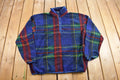 Vintage 1990s IZOD Quarter Zip Plaid Fleece Sweater