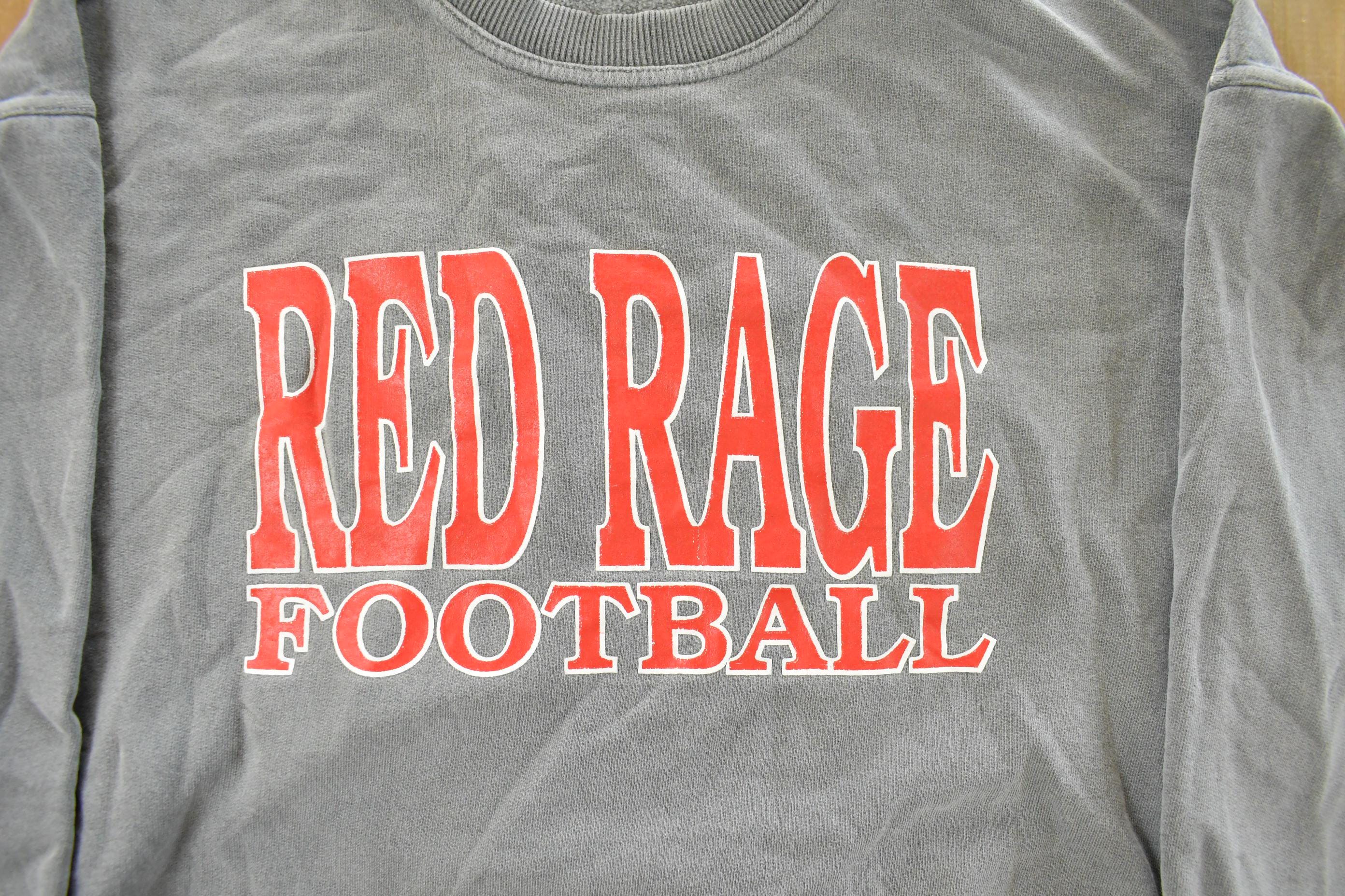 Vintage 2000s Red Rage Football Collegiate Crewneck Sweatshirt Men's Small