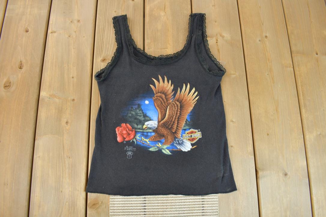 Vintage 1987 Daytona Beach Bike Week Harley Davidson 3D Emblem Women's Shirt /
