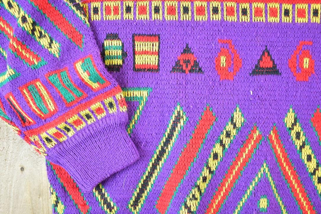 Vintage 1990s Snap By Knit Set Abstract Pattern Crewneck Sweater Mens L