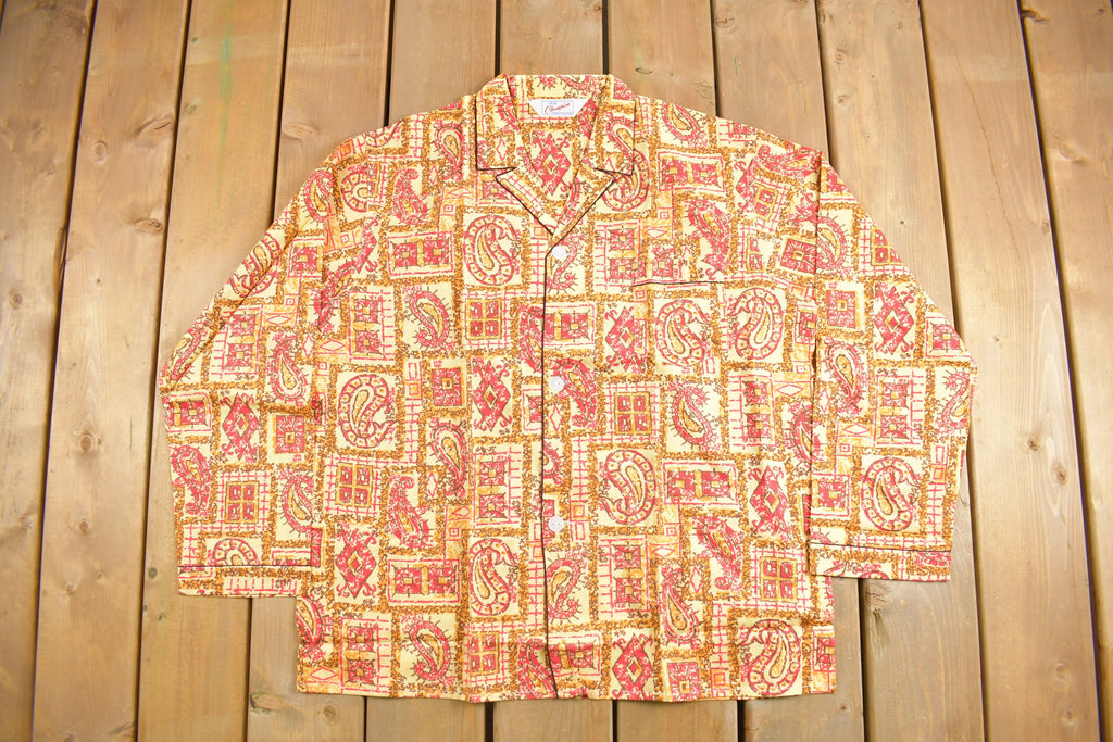 Vintage 1960s Champion Paisley Pyjama Set  All Over Print  1960s Button Up  Vintage Pyjama  Lounge Wear  60s Pyjama Set  Top  Bottoms