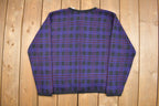 Vintage 1990s Karen Scott Plaid Knitted Cardigan Sweater