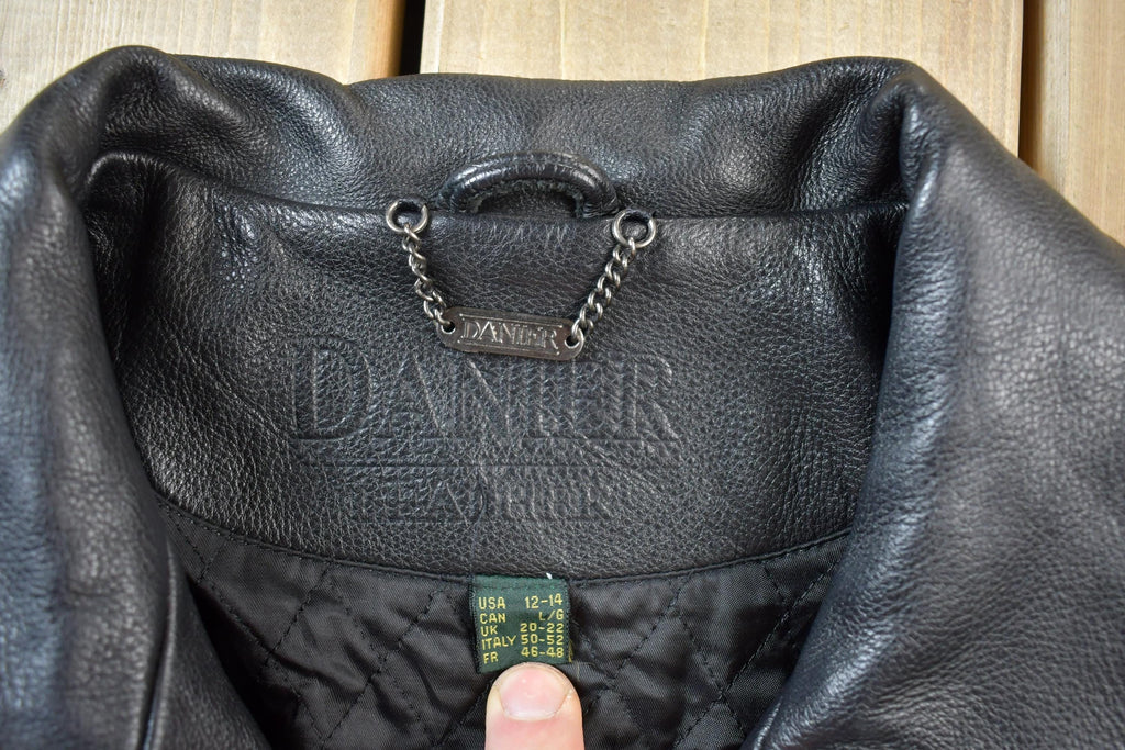 Vintage 1990s Danier Mens Full Length Heavy Leather Coat