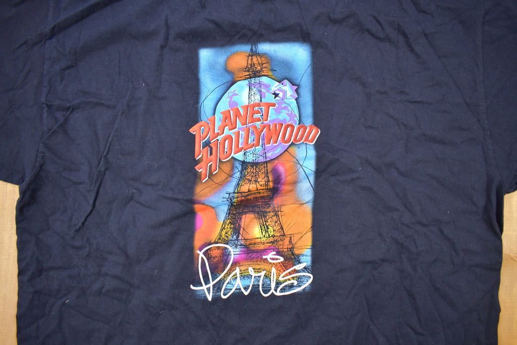 Vintage 1991 Planet Hollywood Paris Souvenir Pocket T Shirt