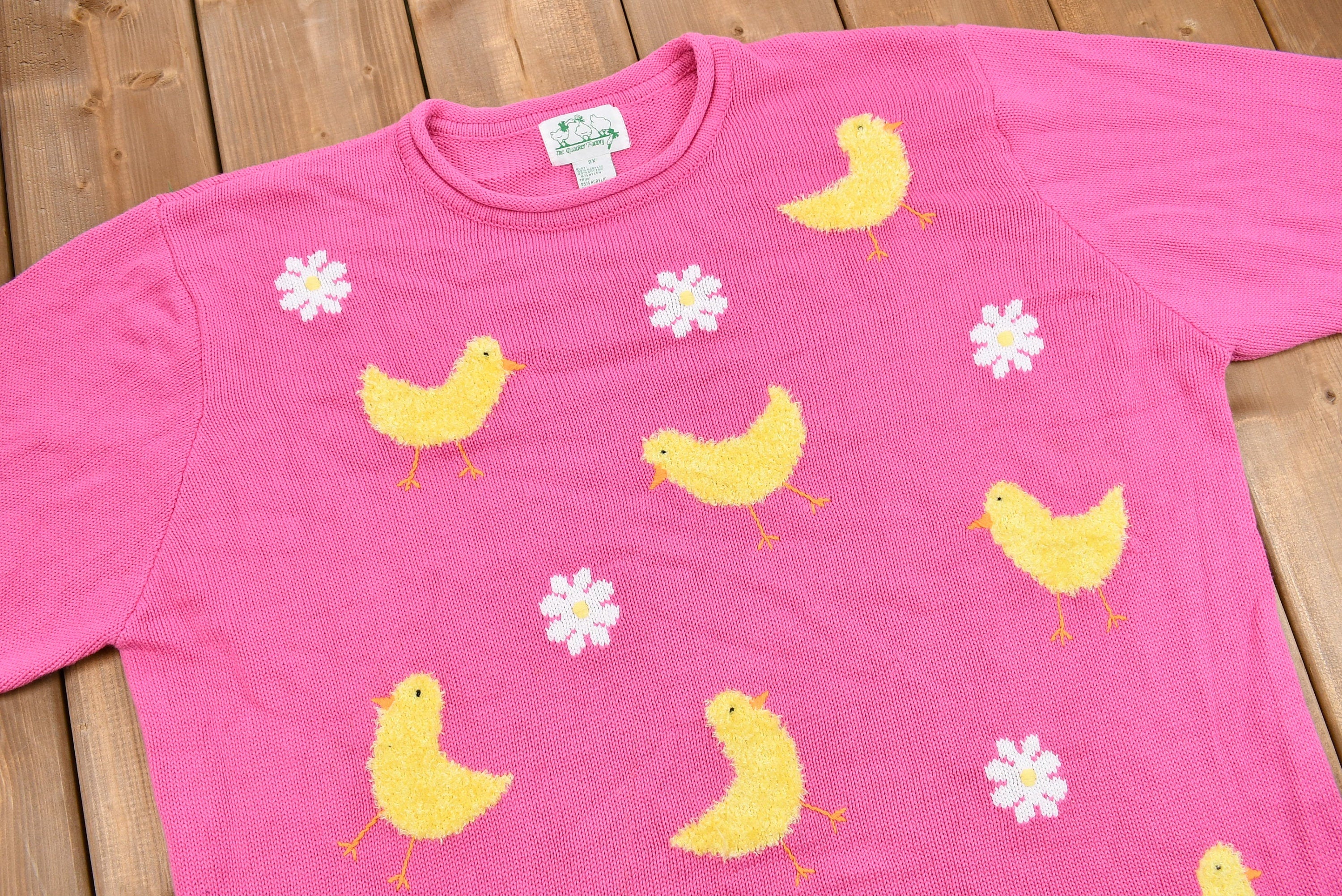 Vintage 1990s Quaker Factory Duck Theme Knit Sweater