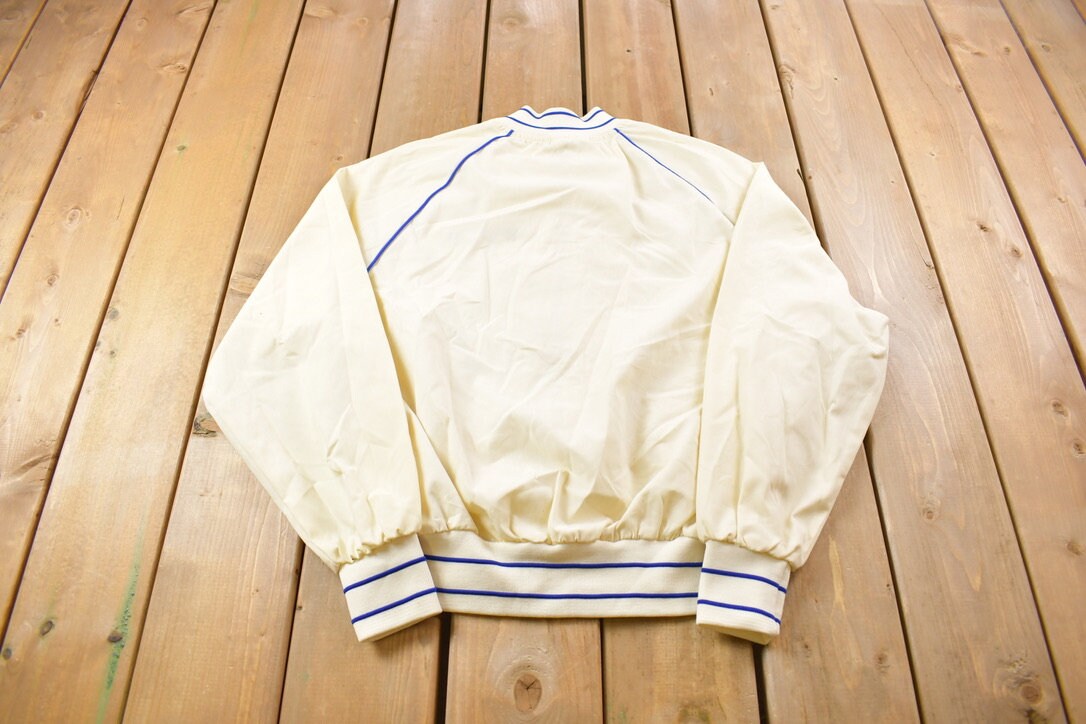 Vintage 1980s King Louie Embroidered White Bomber Jacket