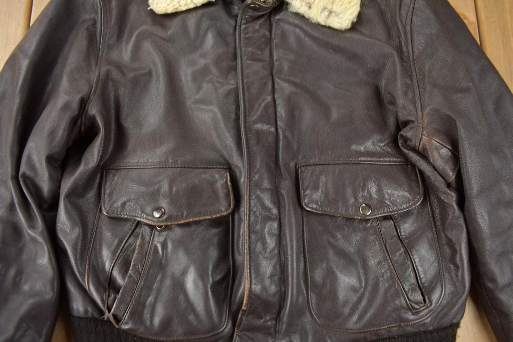 Vintage 1980s Leather Men's Flyer's Jacket Made In USA