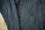 Vintage 1990s Black Cable Knit Hoodie Sweater / Vintage 90s Crewneck / Streetwear