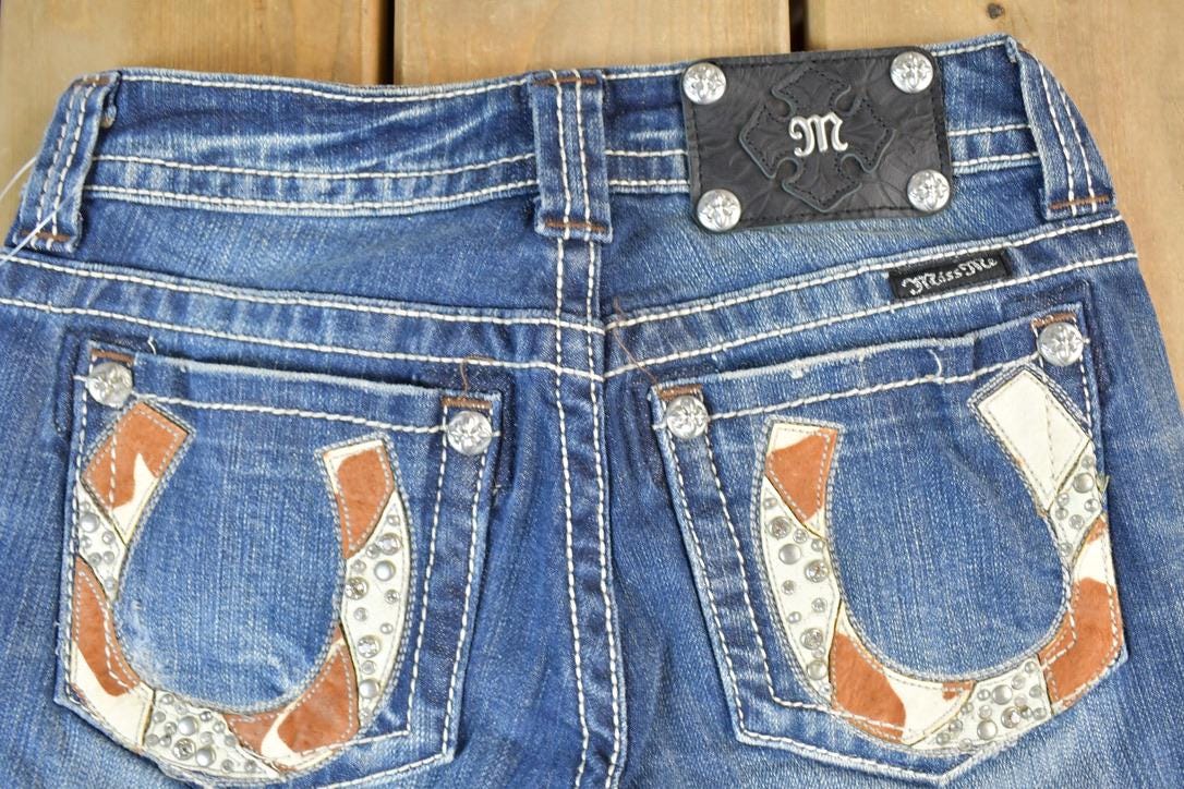 Vintage Y2K Miss Me Bedazzled Low Rise Jeans Size 26x31
