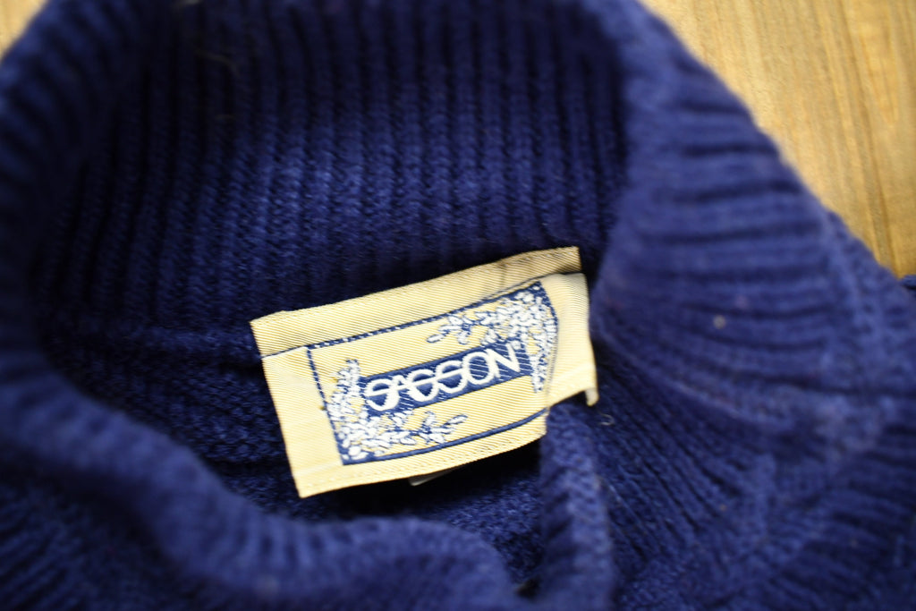 Vintage 1990s 3D Knit Heart Theme Mockneck Sweater