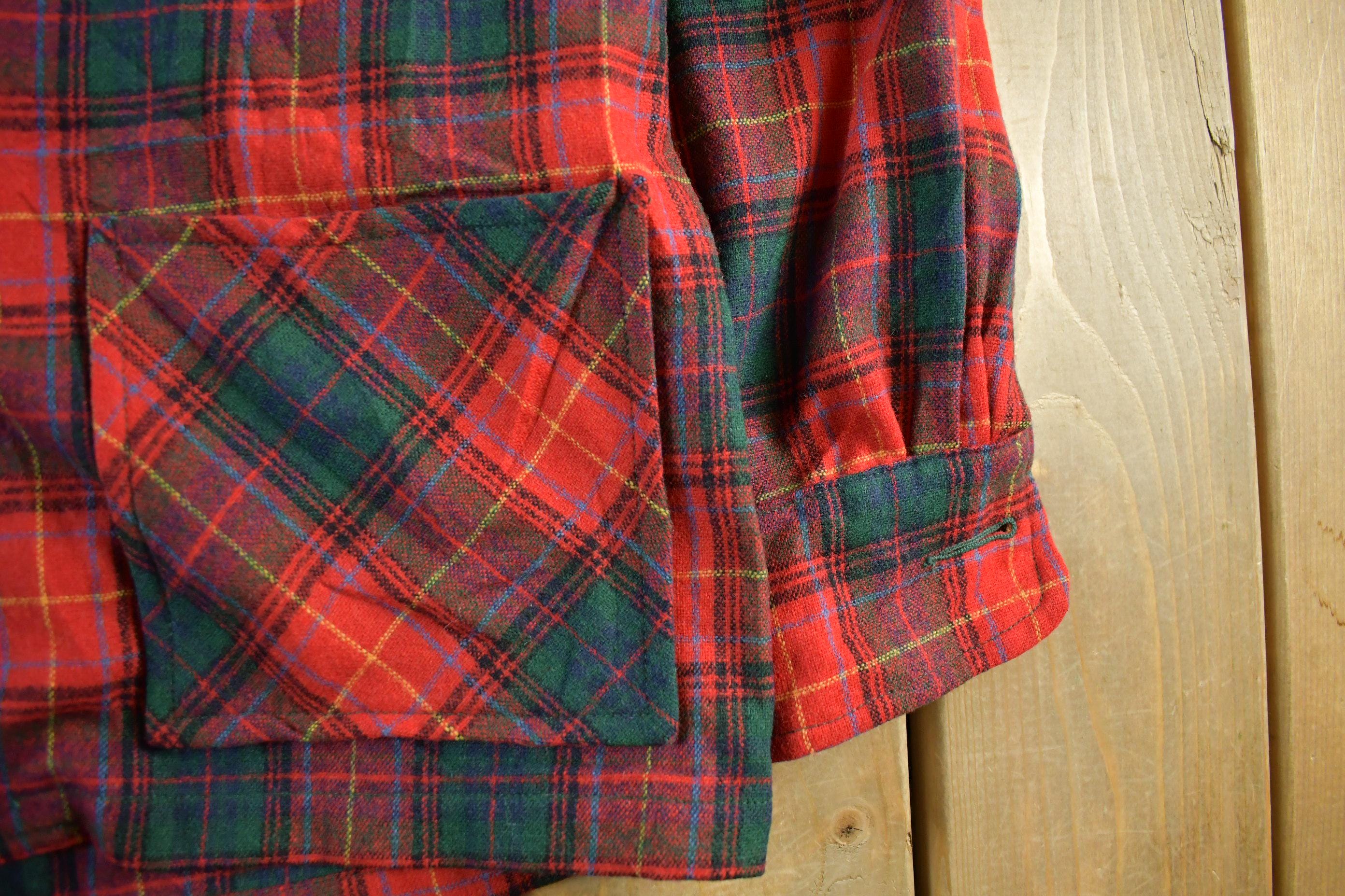 Vintage 1950s 1960s Wool Flannel Button Up Jacket Shirt Women's Medium