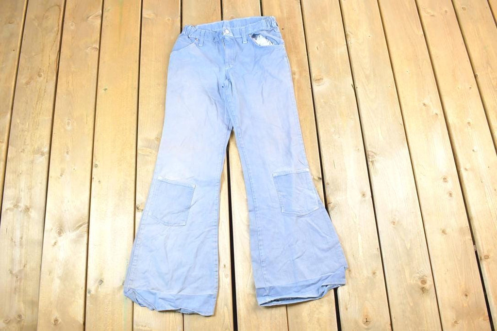 Vintage 1960s Bell Bottom Denim Hippie Festival Jeans Size 26 x 28 Made In USA