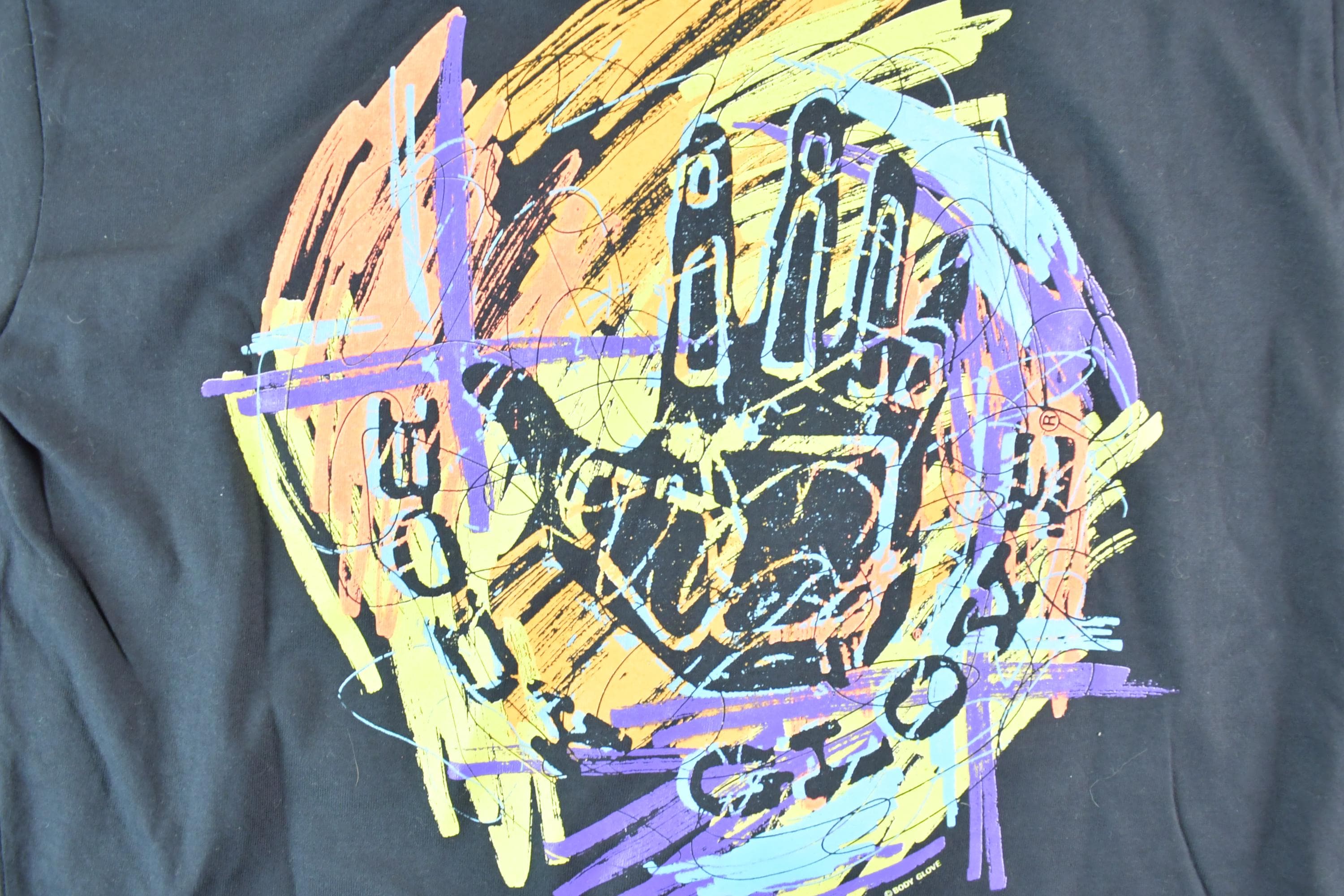 Vintage 1988 Body Glove All Over Print Neon Single Stitch Surfing T-Shirt
