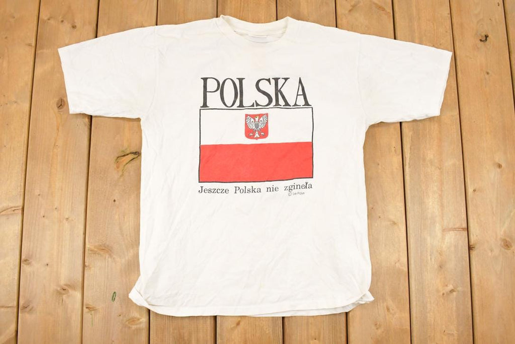 Vintage 1990s Polska Big Flag Graphic Print Souvenir T-Shirt Men's M