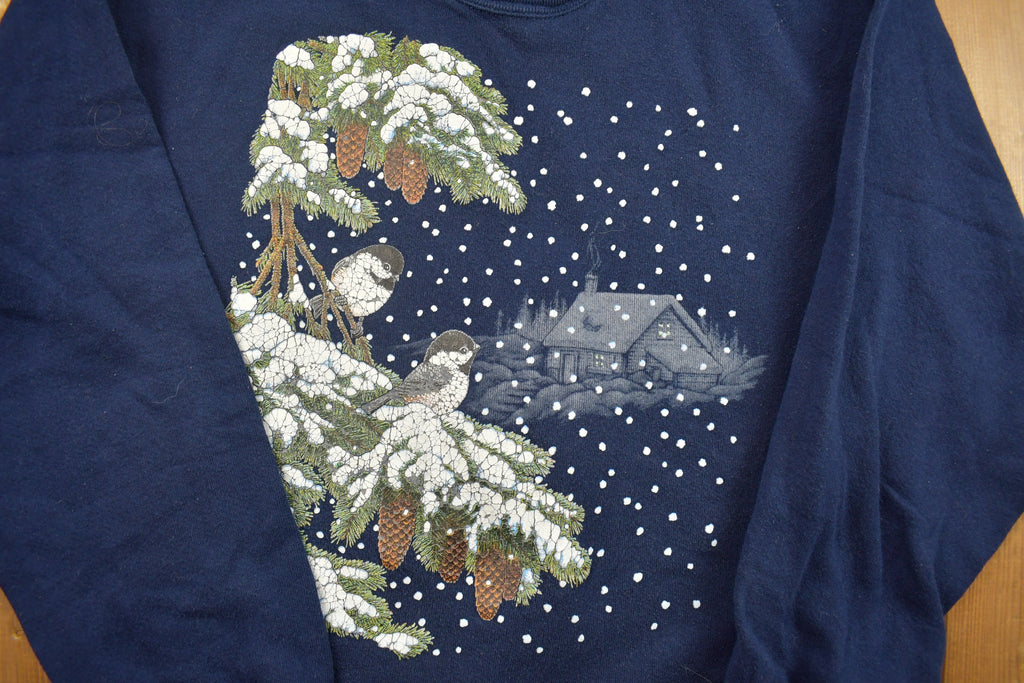 Vintage 1990s Winter Birds Crewneck Sweatshirt