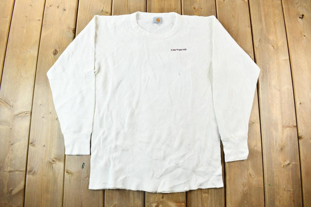Vintage 1990s Distressed Carhartt Long Sleeve Thermal Shirt  90s  Vintage Streetwear  Paint Splatter Carhartt  Workwear  Made In USA