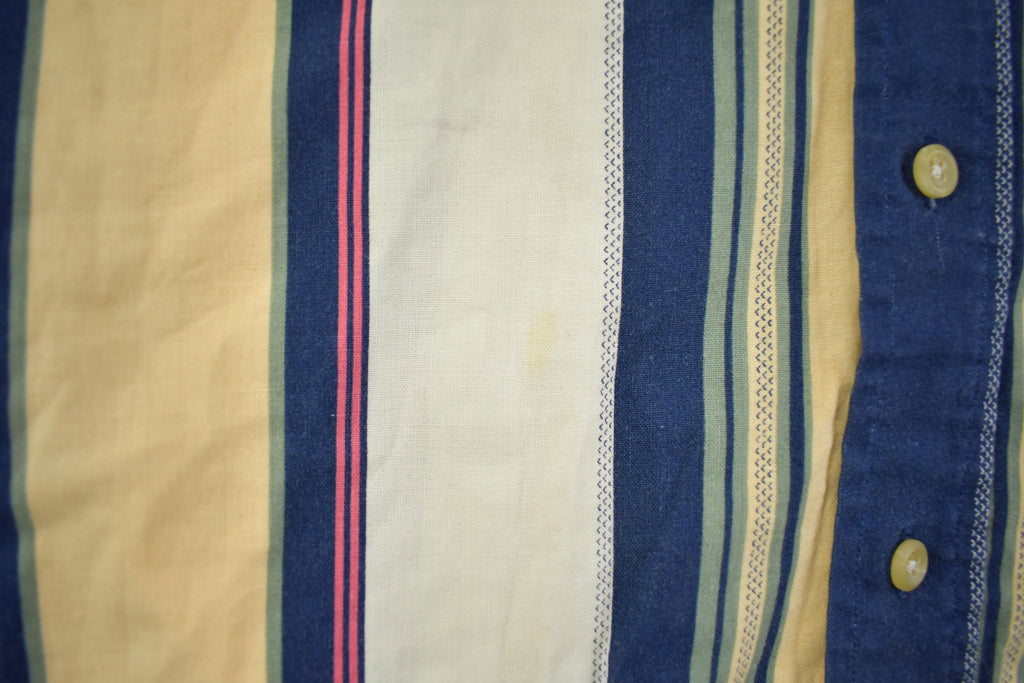 Vintage 1990s Natural Issue Thick Striped Long Sleeve Button Up Shirt