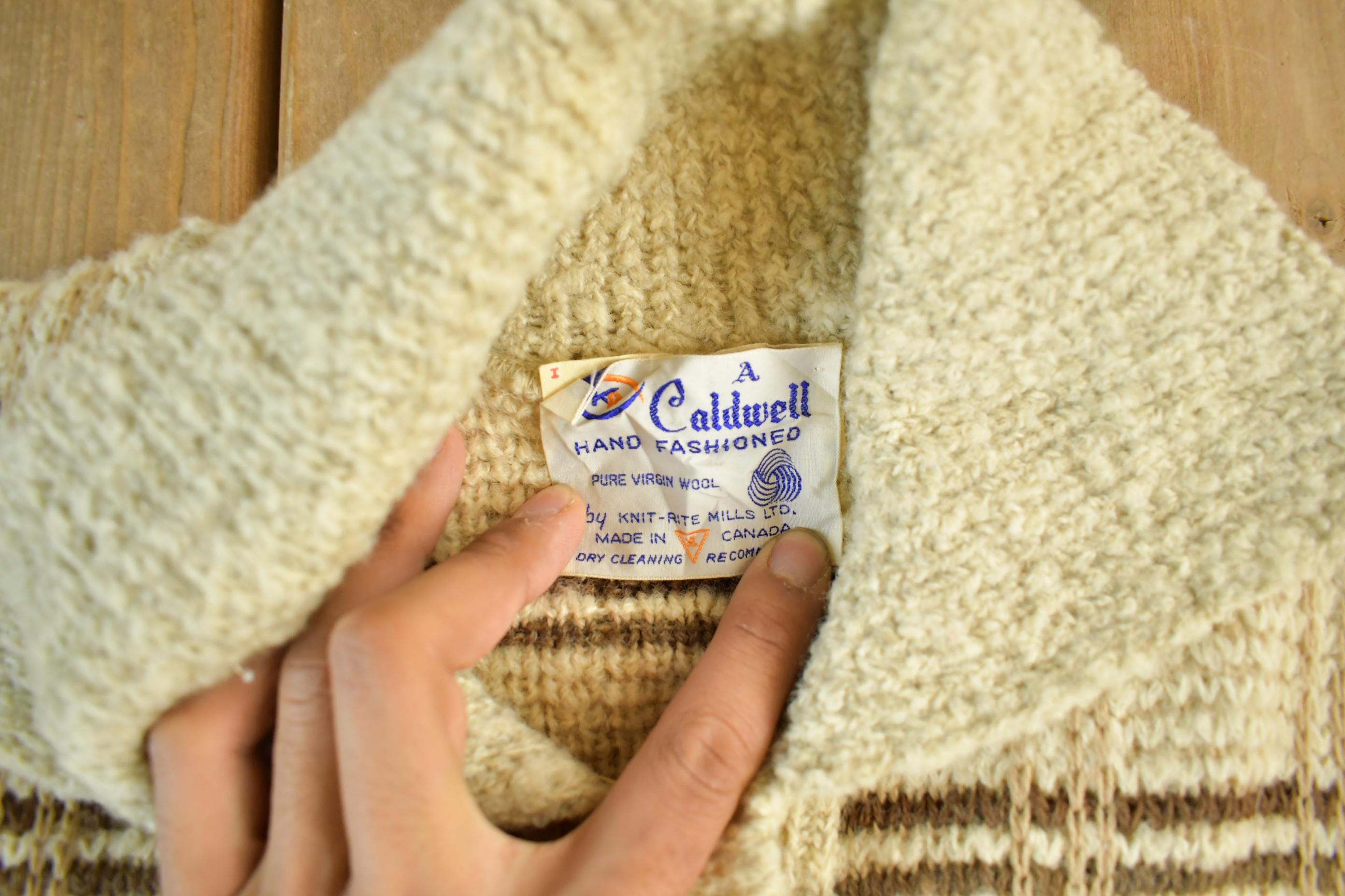 Vintage 1960s Cladwell Wool Knit Cardigan Sweater Adult Medium  Vintage 60s Crewneck  Made in Canada  True Vintage